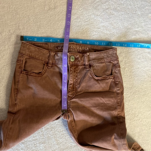 American Eagle Women 0 Jeggings Jeans Super Stretch AEO Sateen Low Rise Pockets - Picture 15 of 16